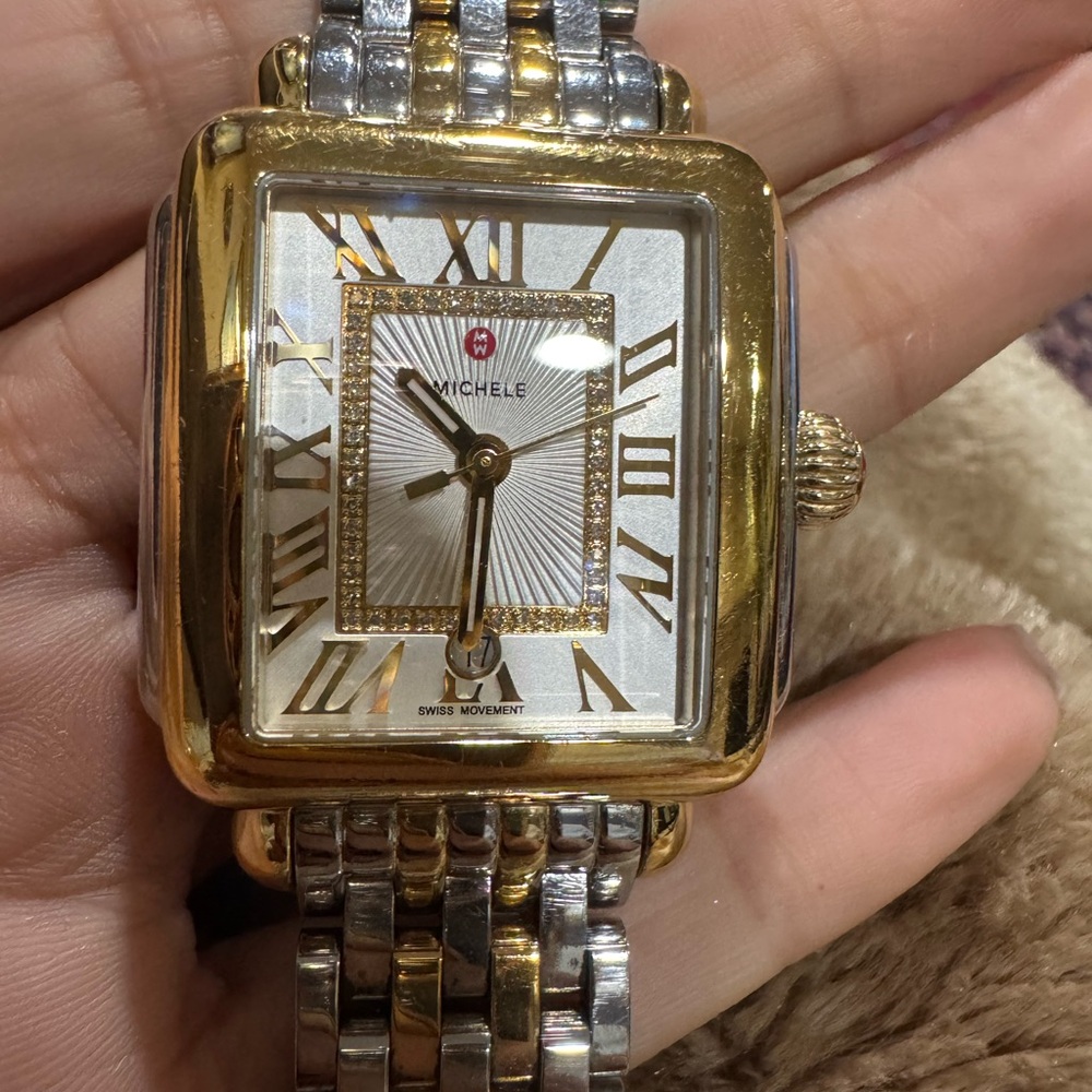 Michele Two-Tone Gold and Silver Watch - Picture 9 of 14
